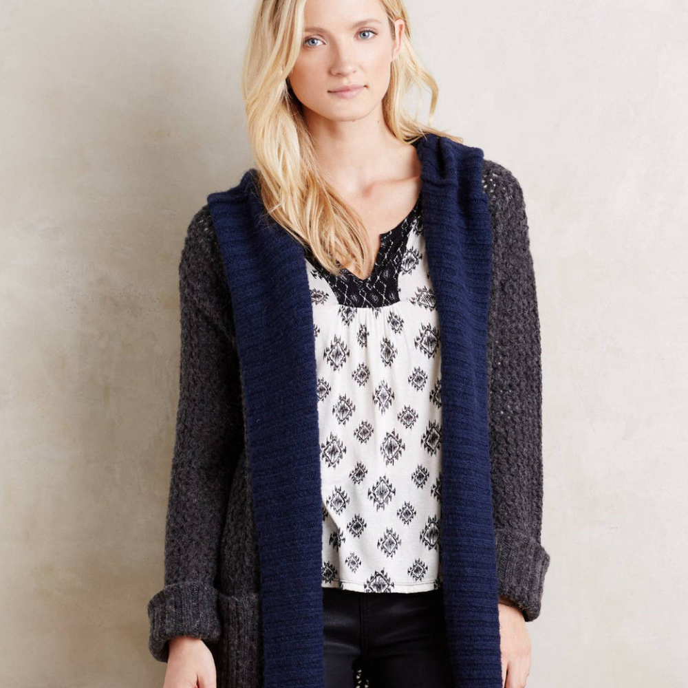 Anthropologie Hooded Lodge Cardigan Sweatercoat By Sleeping On Snow size S nwt